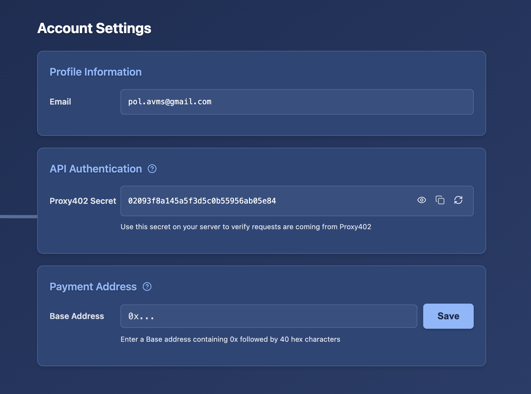 Settings Page